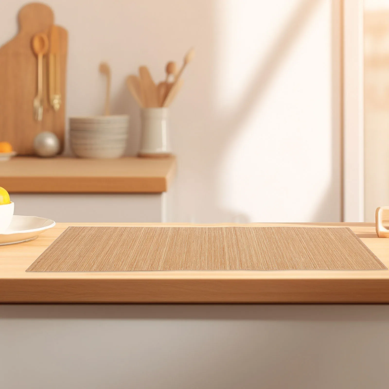 

Bamboo Placemat Woven Table Runner Cuttable Non-Skid for Tea Ceremony Sushi Roll Dining Decorative Coffee Cup Pad