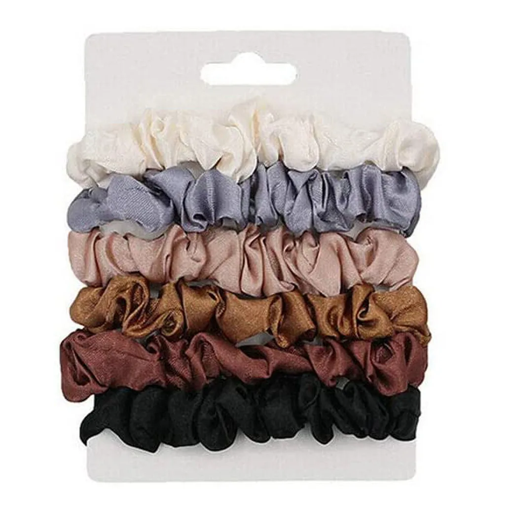 Hair Clips Accessories Hair Ties Satin Ponytail Elastic Set Scrunchie Ropes Silk Colours 6 Headband Accesorios Para El Cabello