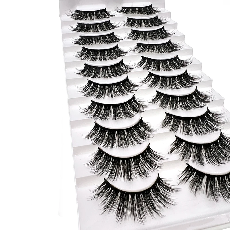 HOLLYLASH 10 Paare/los 3D Faux Silk Wimpern Sanft Falsche Wimpern 100% Handgemachte Hohe-qualität Reusable Wimpern