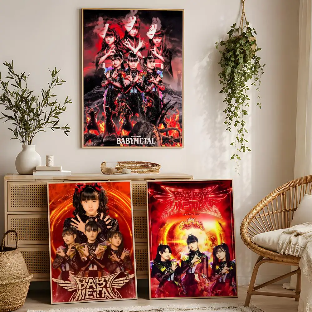 Japanese Metal Band B-Babymetal Poster Stylized Art Textured Canvas Mural For Bedroom Living Room Interior Wall Decoration