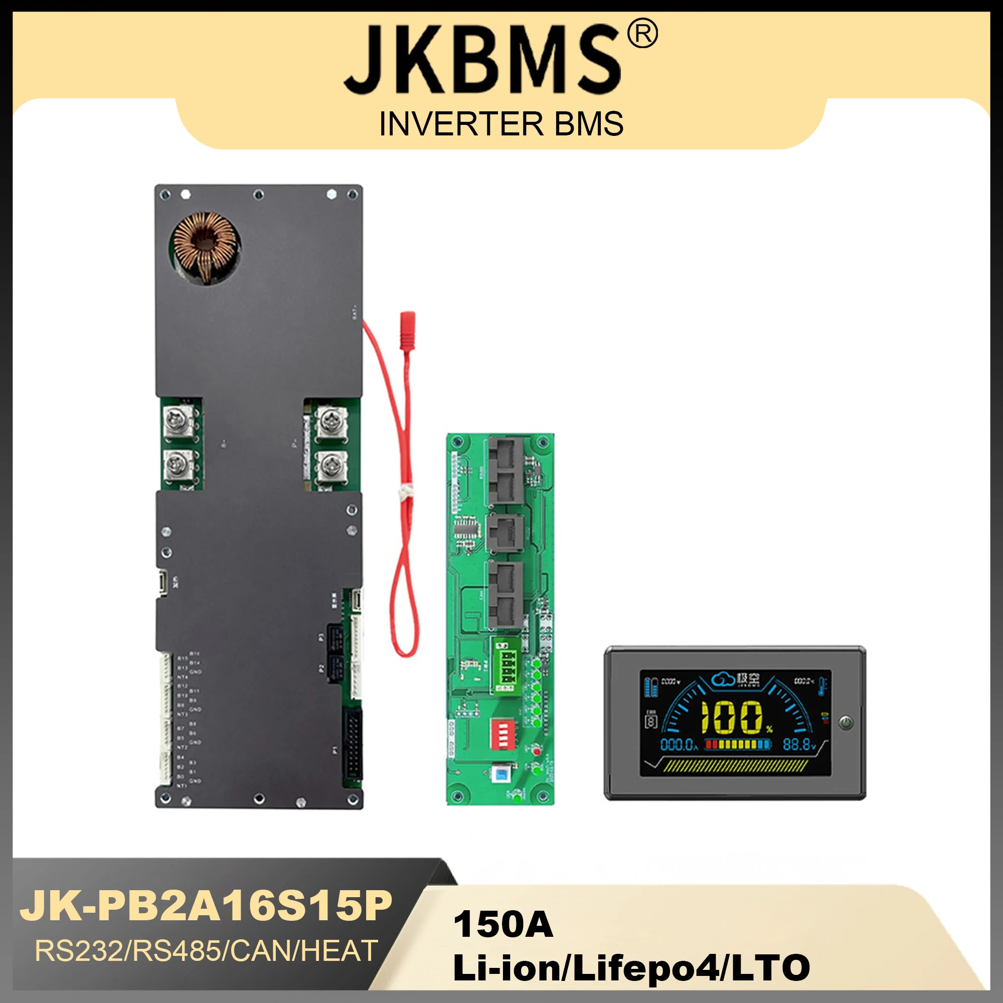 Jkbms Pb2a 16S 15P Omvormer Smart Bms 8S - 16S 150a 24V 48V Familie Energie Opslag Lifepo4/Lion/Lto Voor Growatt Deye Omvormer