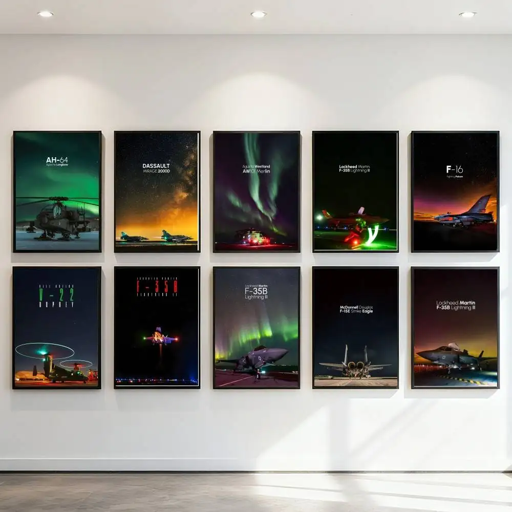 Fighter Jet Airplane Aviation Aurora Poster Art Print Anime Style Home Decor Ideal Gift Perfect Room Decor