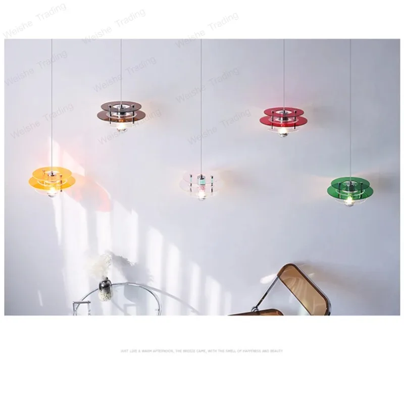 

PH Medieval UFO Pendant Colored Acrylic Shade E27 Restaurant Bar Study Lighting Space Age LED Chandelier Lights