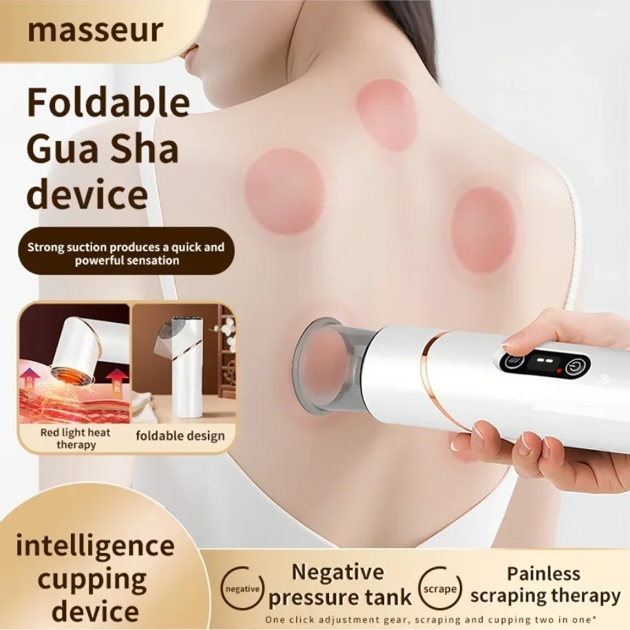 Electric Cupping Massager,9 Levels Suction Red Light Gua Sha Tool,6 Vacuum Cups for Back Shoulder Body Home Spa Massage
