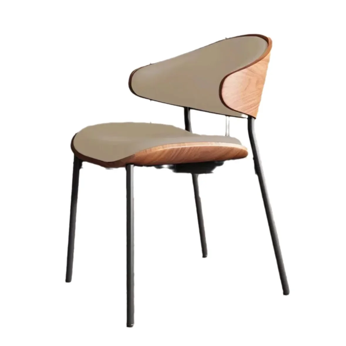 

Nordic light luxury Italian style, designer dining chair leather, log modern curved wood