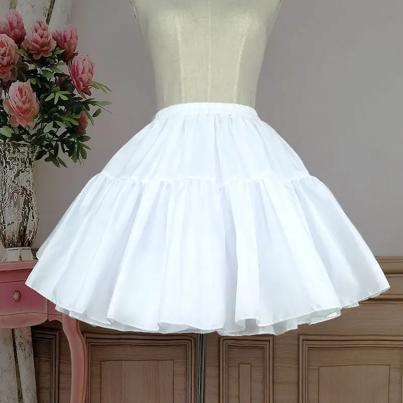 45/50CM White Lolita Skirt Support Daily Cosplay Underskirt Soft Yarn Boneless Petticoat Crinoline Women A-line Puffy Tutu Skirt