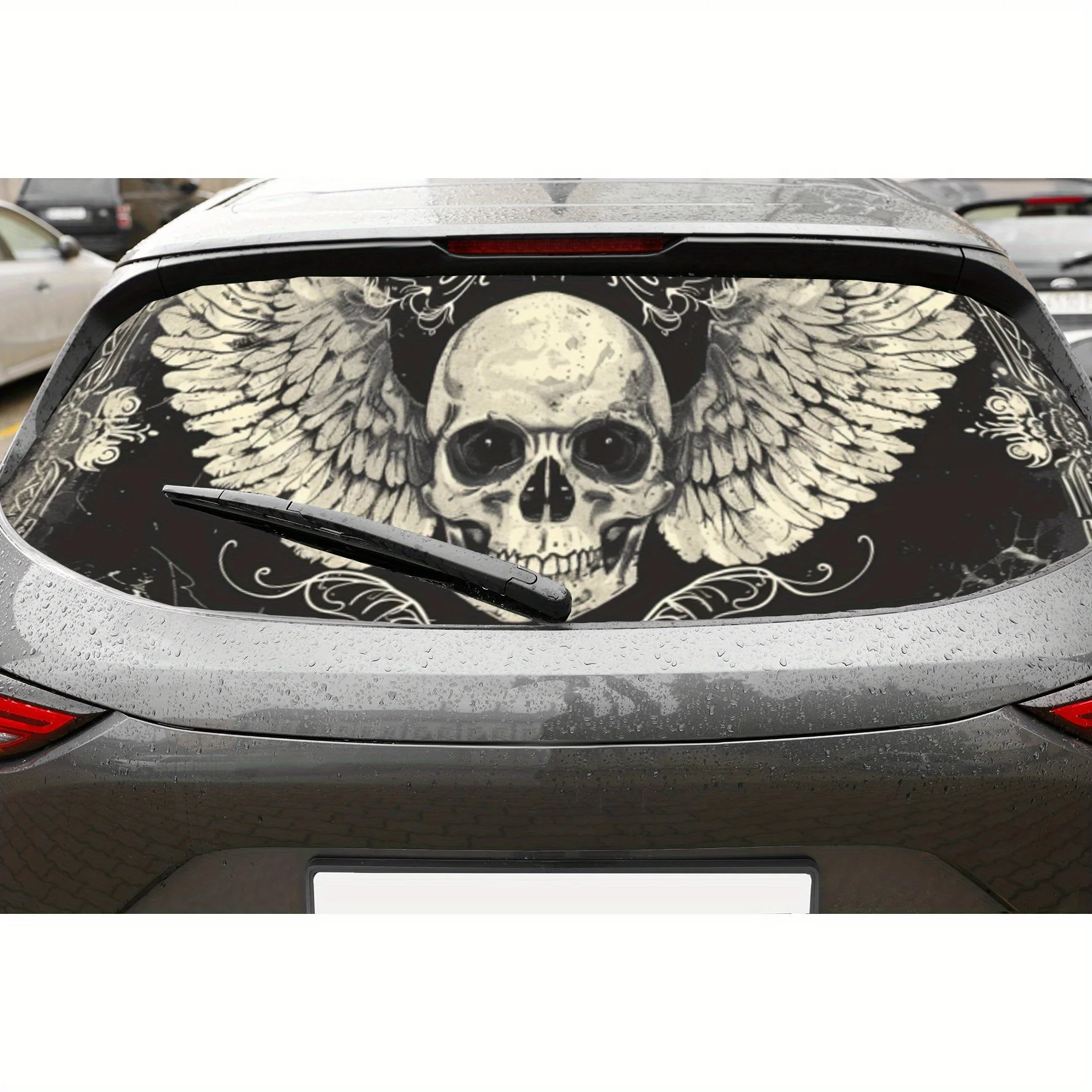 

Winged Bone Soul Print PVC Perforated Car Vinyl Wraps, Durable Car Rear Windshield Sticker, Waterproof Car Rear Window Decal, Pr