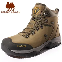 Sapatos de caminhada impermeáveis Golden Dome para homens e mulheres, botas de trekking antiderrapantes ao ar livre, botas de couro, 2023