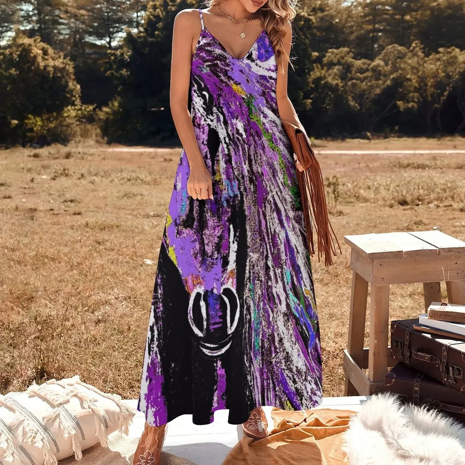 Horse Purple Sleeveless Dress summer dress woman 2025 women party dresses african dresses for woman Dress