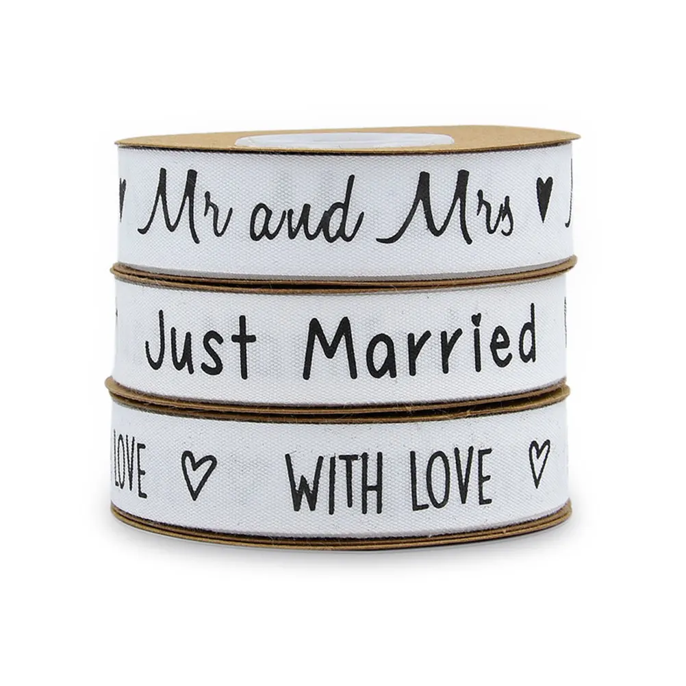 

1.5Cm Wedding Wrapping Ribbon Band Cotton Letter Design Reusable Craft Supplies Festive Gift Packaging Diy Scrapbooking