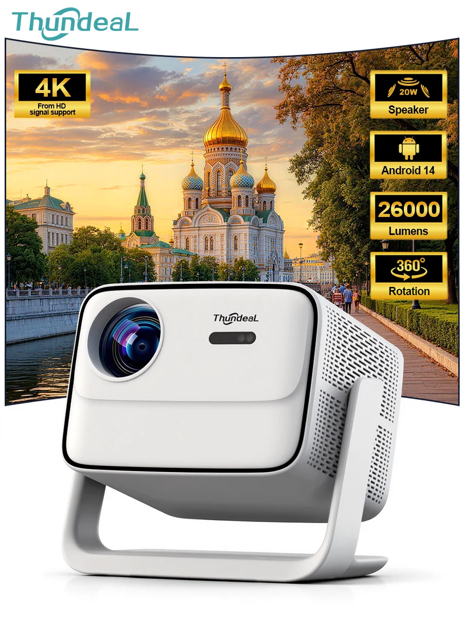ThundeaL Full HD 1080P TD99Mini Portable Beam Smart Projector 4K Android  WiFi LED TD99 Mini Home Theater Cinema Image Projector