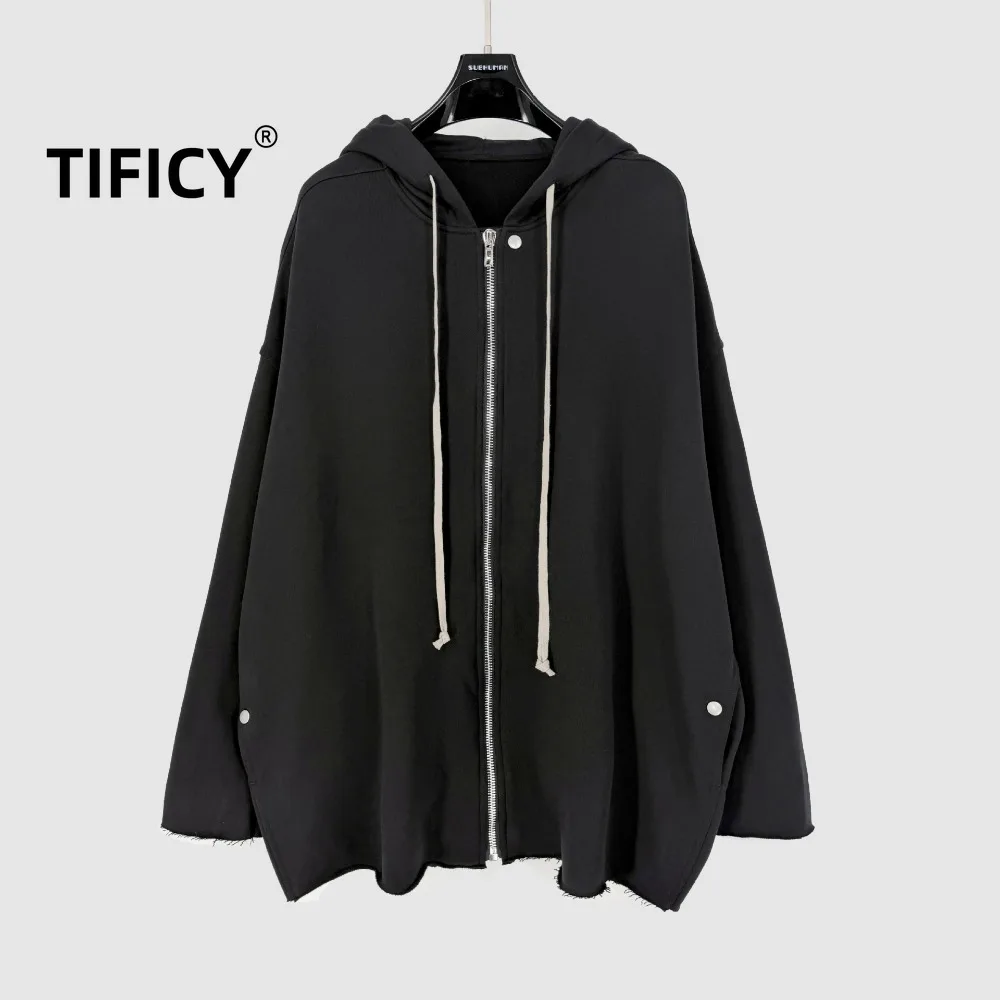 High Street RO Style Loose Silhouette Hooded Sweatshirts Tops Men's and Women's Hooded Cardigan Hoodies Sweatshirt Jacket
