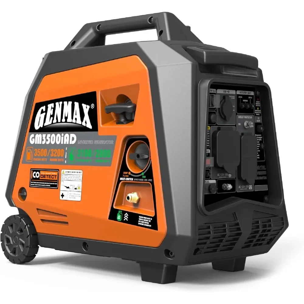 

Portable Generator, 3500W Super Quiet Gas or Propane Powered Engine with Parallel Capability, Manual start，Ideal for Camping