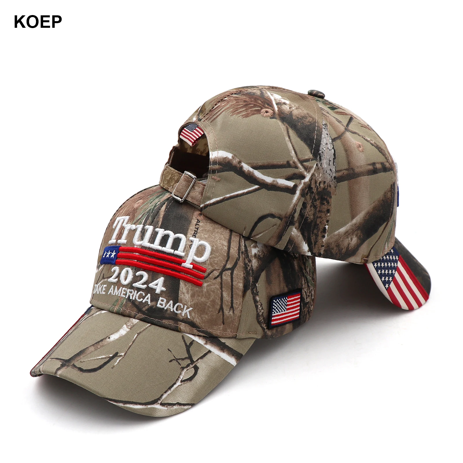 

KOEP New Donald Trump 2024 CAMO USA Flag Baseball Caps Snapback President Hat 3D Embroidery Wholesale Drop Shipping Hats T1