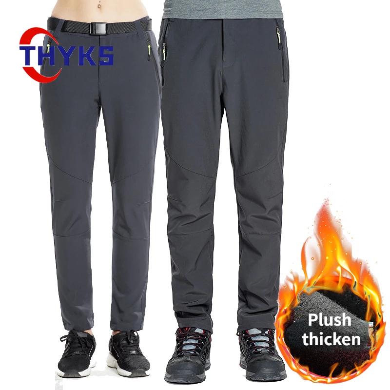 

Men Outdoor Hiking Pant Plush Insulation Windproof Waterproof Couple Camping Trouser Comfortable Casual Skiing Soft Shell Pants