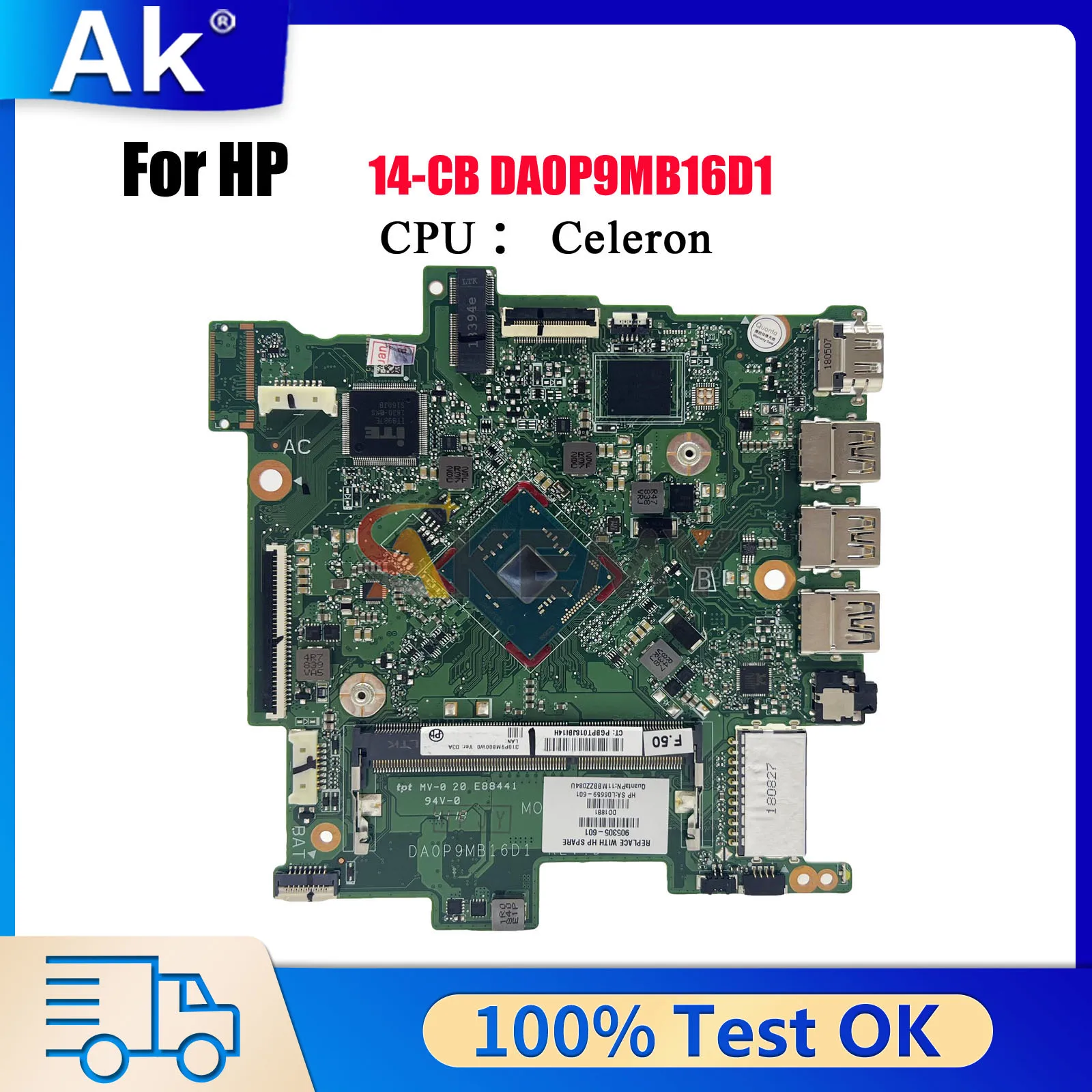 

DA0P9MB16D1 Материнская плата для ноутбука HP Stream 14-CB с процессором N3060 DDR3 905306-601 L06659-601 100% полностью протестирована
