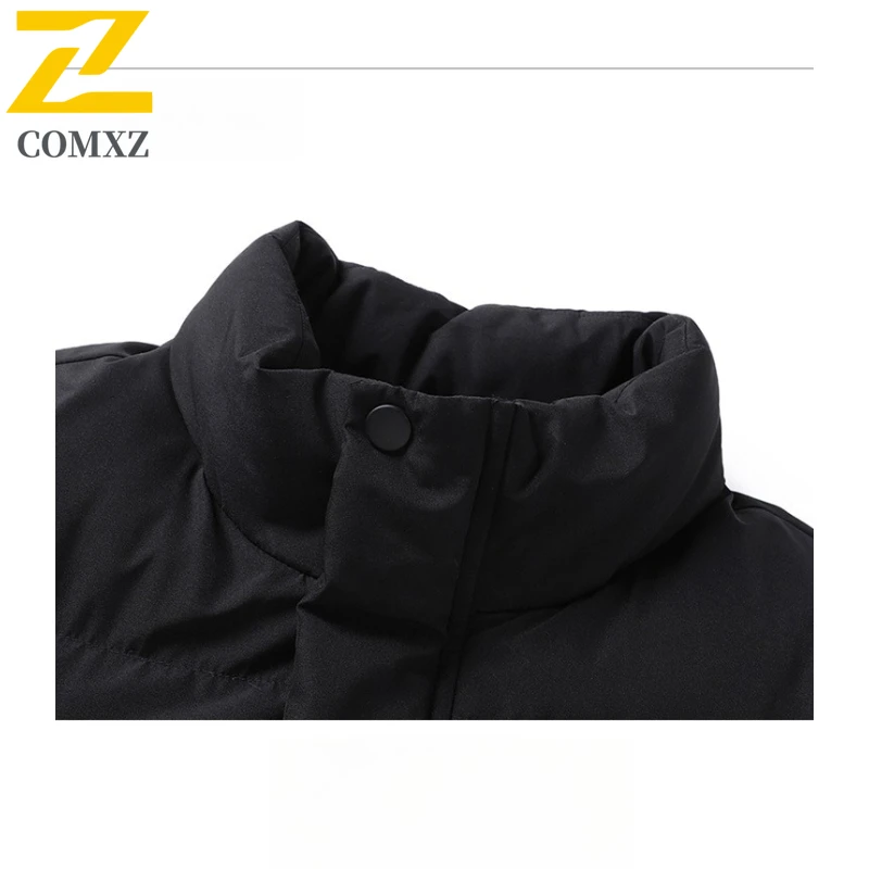 COMXZ New Men Winter Cotton Coat 2025 Classic Short Stand Collar Thickened Padding Coat Korean Style Trendy Handsome Winter Wear