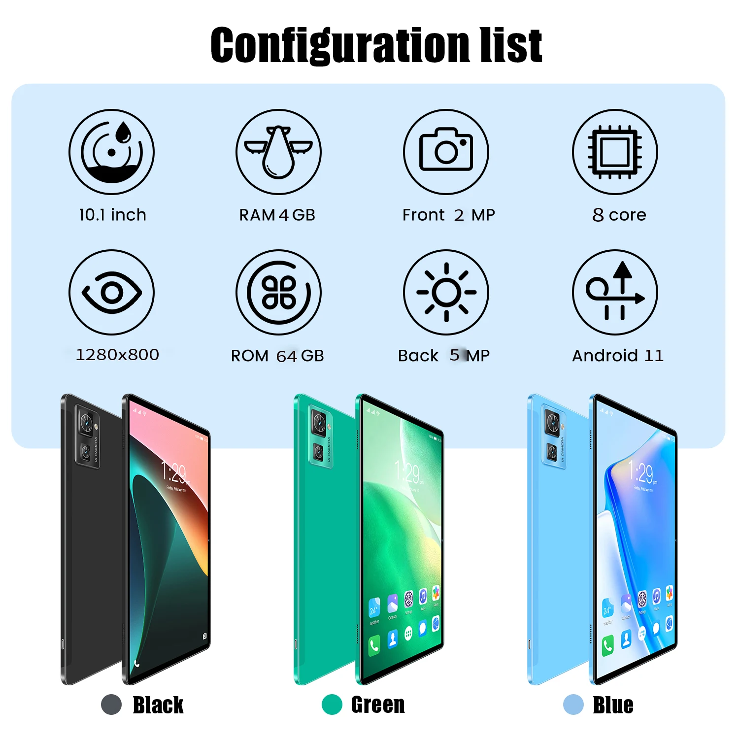 【 R12 】 Android 11 Global Version Octa Core 10.1-inch Screen 4GB 64GB Supports Google Dual Camera Dual SIM Card 5000mAh Battery