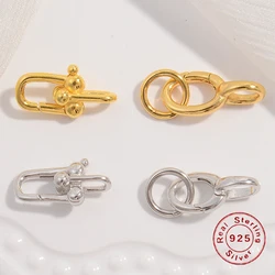 S925 Sterling Silver Irregular Closure Clasps Necklace Bracelets U-shape End Lock Clasp for DIY Fine Jewelry Accessories SK62