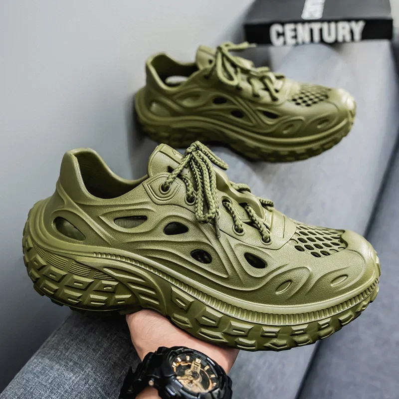 

Парные сандалии для мужчин, новая мода 2025, летняя уличная обувь с отверстиями для женщин, сандалии