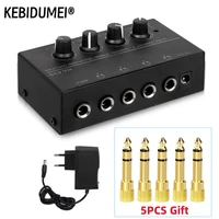 Mini amplificador de auriculares estéreo, 4 canales, HA400, amplificador de Audio Ultra compacto, adaptador de corriente, enchufe europeo, convertidor de 6,5 MM a 3,5 MM