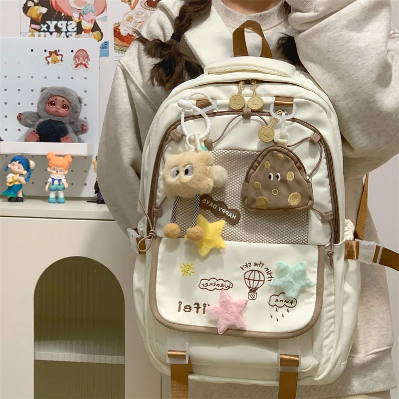 Adorable Lightweight Backpack for Junior And High School Girls Large Capacity Double Shoulder Bag Stylish And Practical Schoo...