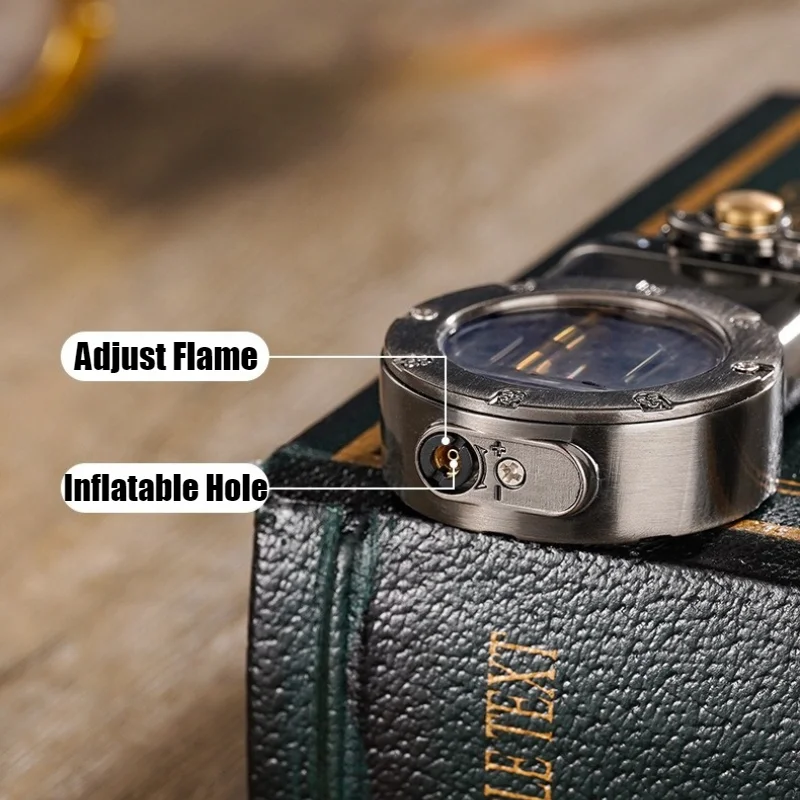 Isqueiro duplo pode mudar chama fumaça transparente câmara de ar à prova de vento chama aberta isqueiros e acessórios para fumar