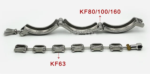 1PC KF vacuum 304 stainless steel chain clamp Three-section chain clamp KF63 / 80/100/160,Not include rubber bracket