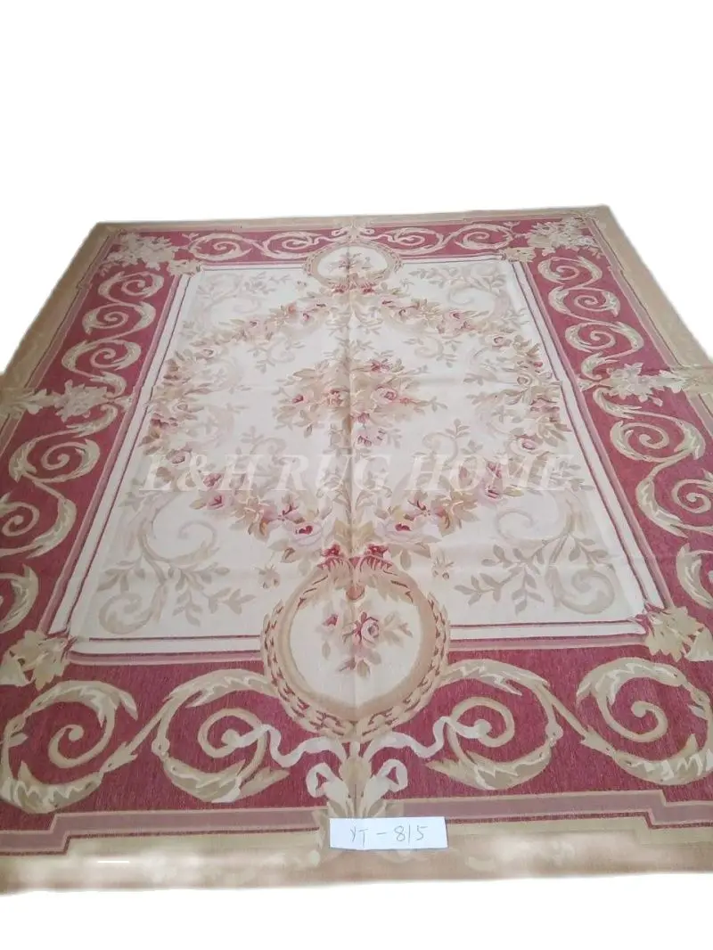 

Free shipping 8'x10' French Aubusson rugs woolen carpets Beige and medallian aubusson rugs carpet