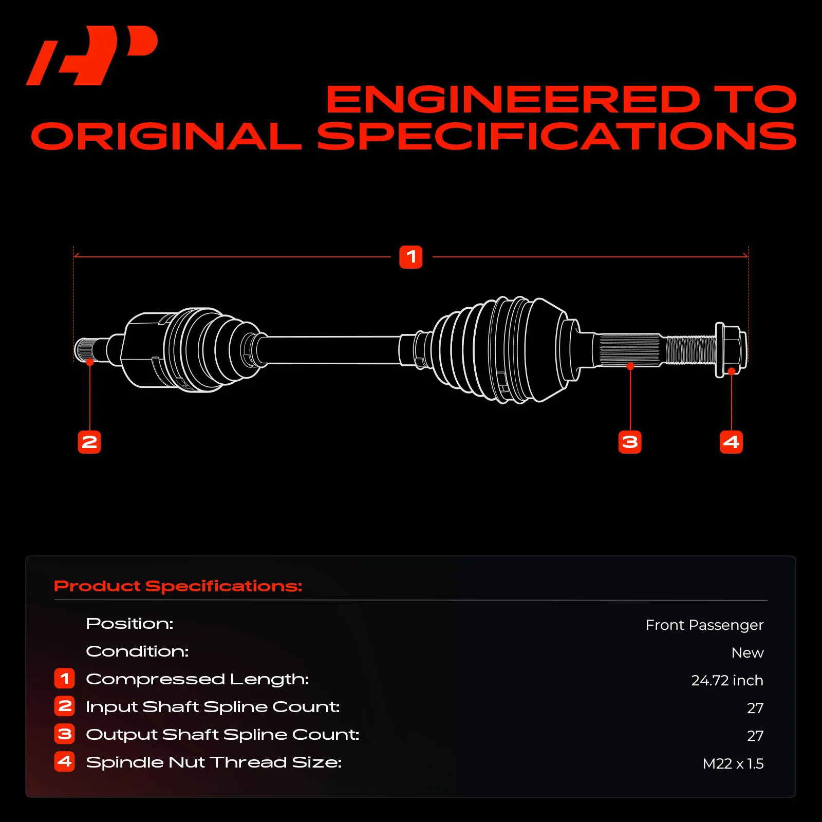 A-Premium Front Passenger Side CV Axle Assembly for Ford Edge 2019-2024 Lincoln Nautilus 2019-2023 2.0L