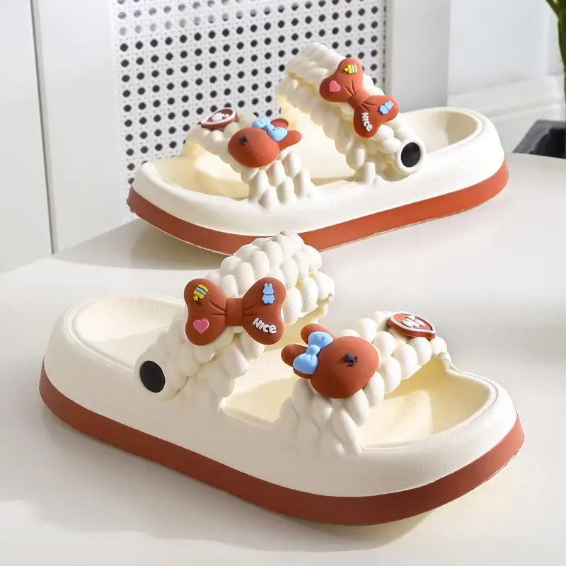 Women's Thick Heel Slip-On Sandals Summer Outdoor Fashion Beach Slippers Two-Way Slippers Breathable Comfortable EVA Material