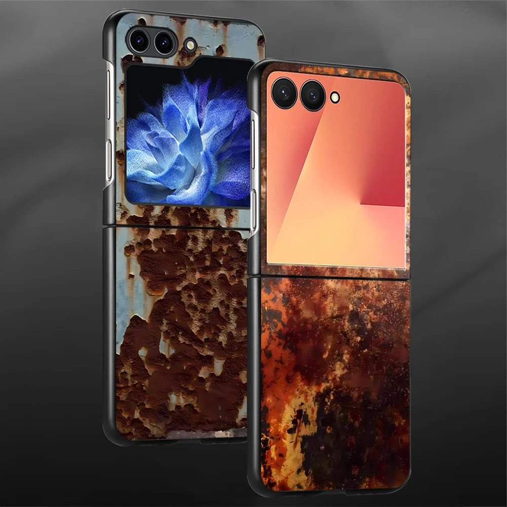 Retro Rust Design Case for Samsung Galaxy Z Flip 8 ZFlip3 ZFlip 6 ZFlip5 ZFlip7 FE ZFlip4 Z Flip 7 Phone Cover Funda
