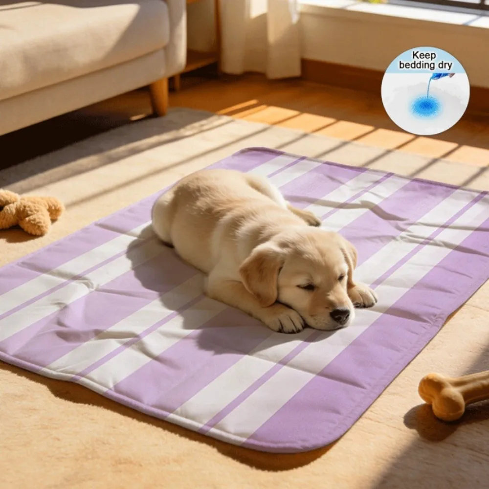 Purple white vertical stripe soft Machine Washable Reusable Pet Underpads Odor Neutralizing for Smelly Pet Waste