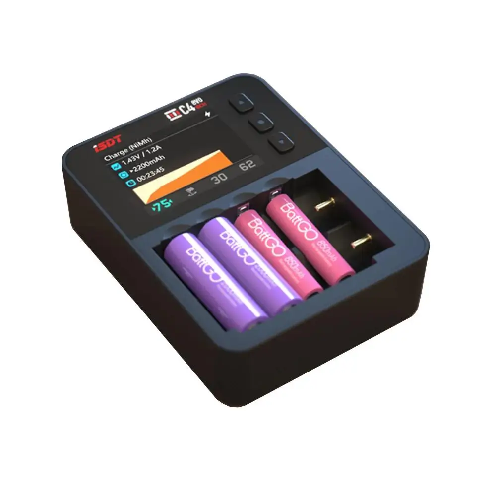 ISDT C4 EVO Smart Battery Charger Type-C QC3.0 Output with IPS Display Screen and Fire Prevention Six Alots Independent Charging