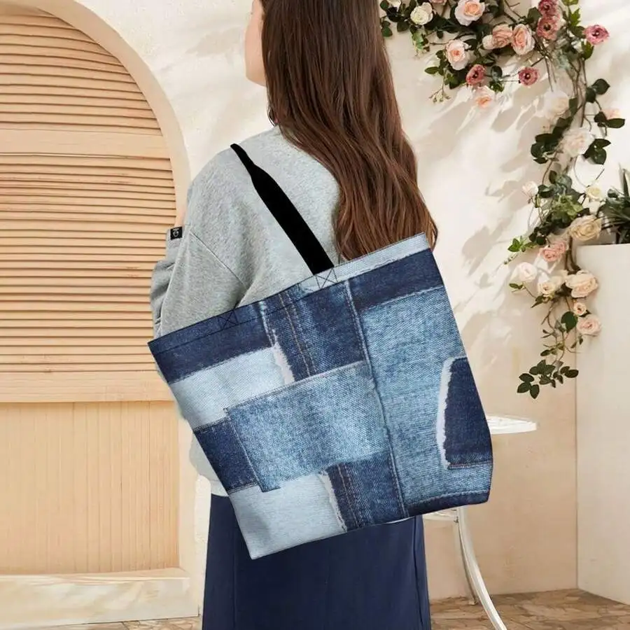 

Denim Patchwork Casual Tote Bag Women Fashion Shoulder Bag