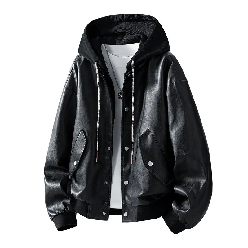 Men's Casual Leather Jacket Loose and Stylish Handsome Outdoor Hiking Camping Cycling Dating Fishing Men's Workwear Jacket