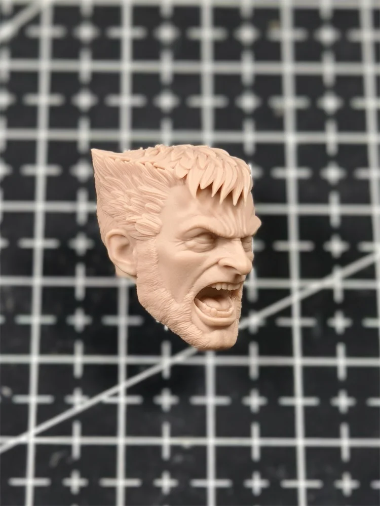 Cabeza de modelo blanco de Wolverine de Anime sin pintar, escala 1/12, para cuerpo de figura de acción de 6 pulgadas, Henry Cavill Hugh Jackman, cabeza de soldado para hombres