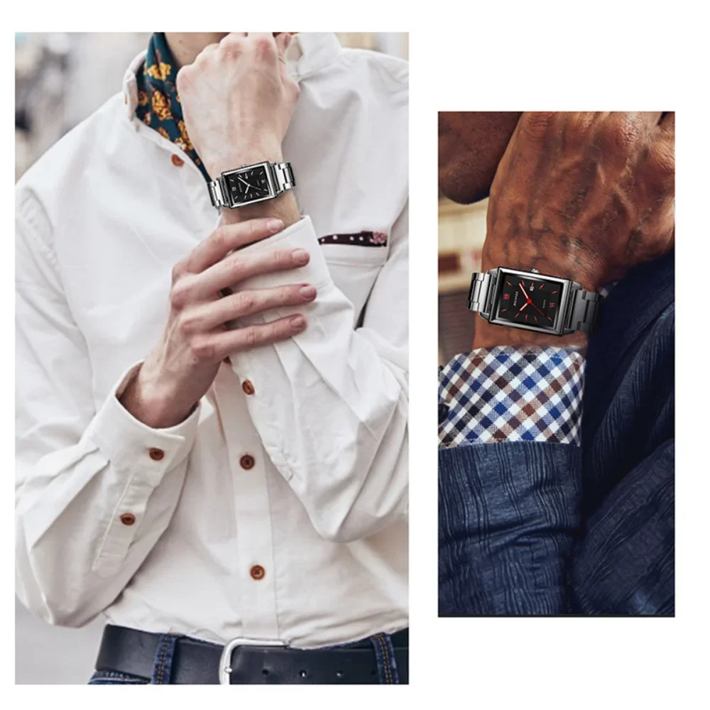 Fashion Men Calendar Date Sport Casual Leather Wristwatch Luxury Business Stainless Steel Quartz Watch for Man Montre Homme