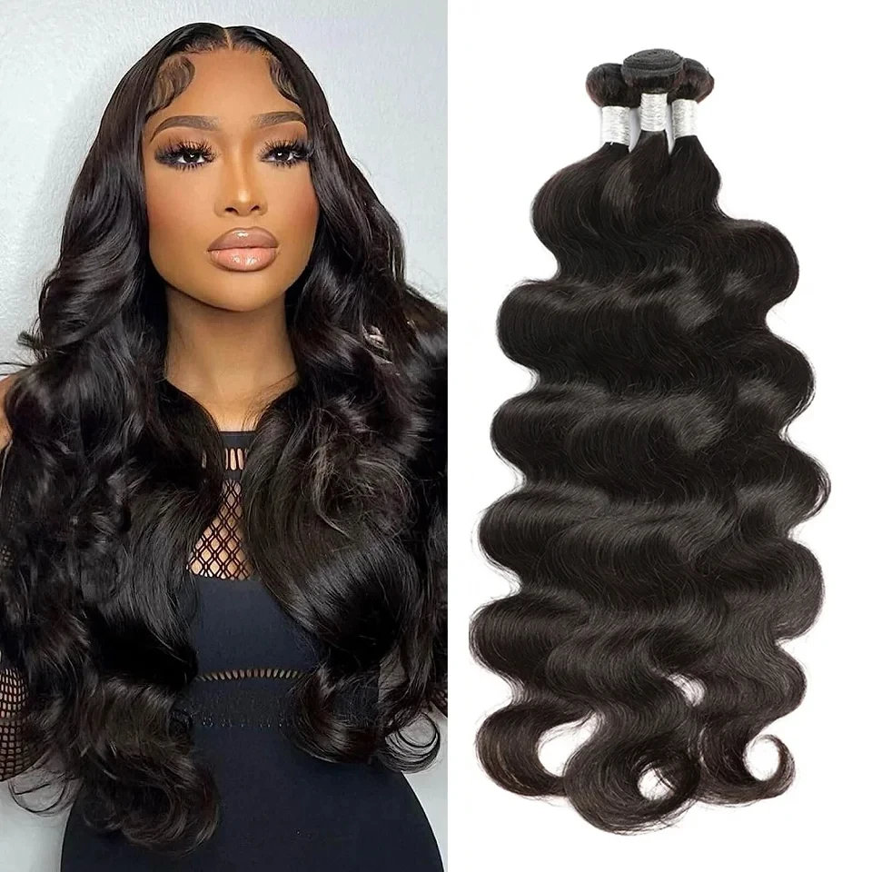 10-30 Inch 100% Human Hair Body Wave Bundles Human Hair Brazilian Remy Hair 12A Grade Natural Black Color 1-4Pcs Raw Hair Bundle