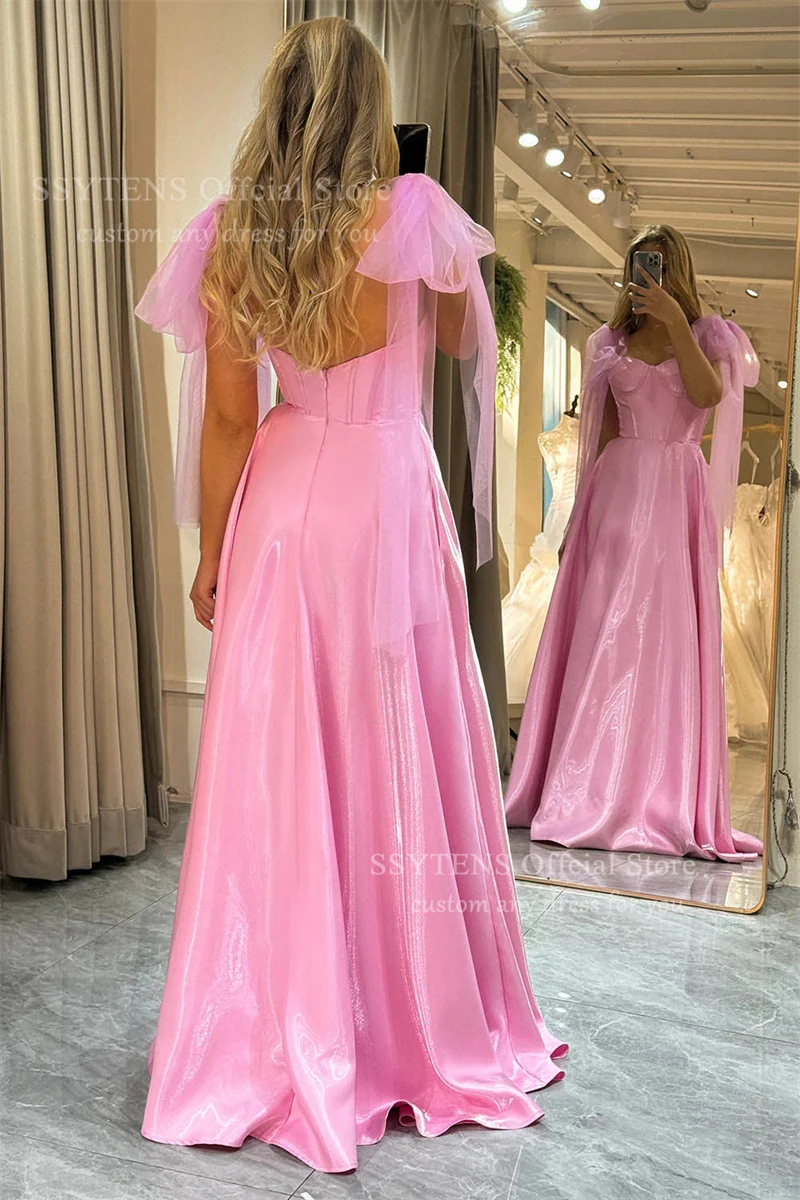 SSYTENS Dreamy Princess Pink A Line Prom Gowns Shiny Wedding Party Gown Floor Length Evening Dress vestidos de gala Customized