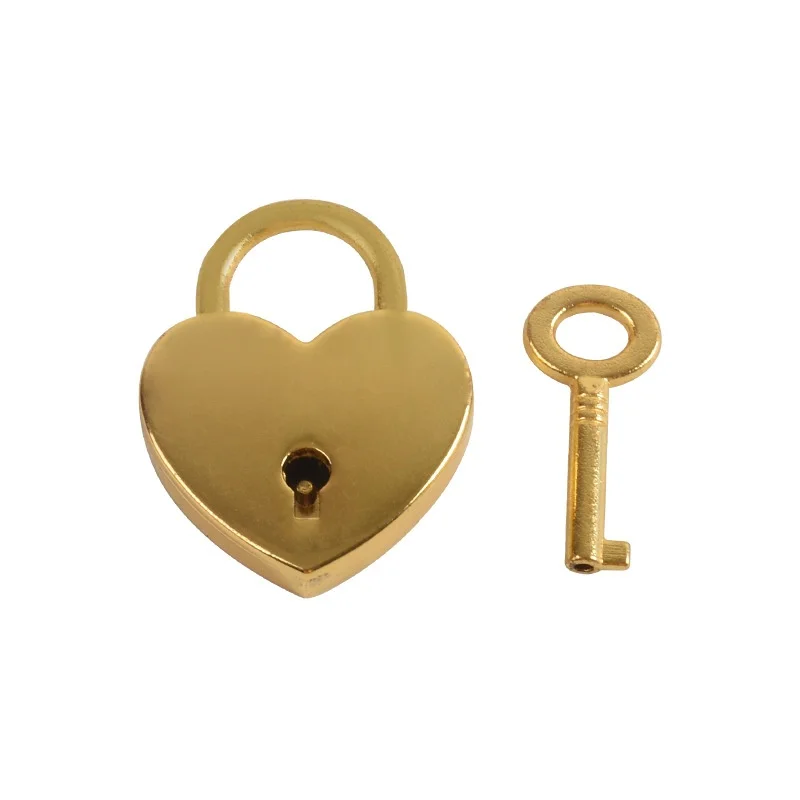 Small Heart Shape Lock Vintage Couple Padlock Pink Romantic Lovely Diary Padlock Key Lock with Key Wedding Jewelry