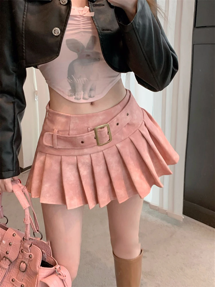 Sexy Mini Skirts Women High Waist Autumn Winter Fashion Solid Slim Pleated Skirt Female Streetwear Culottes Clubwear