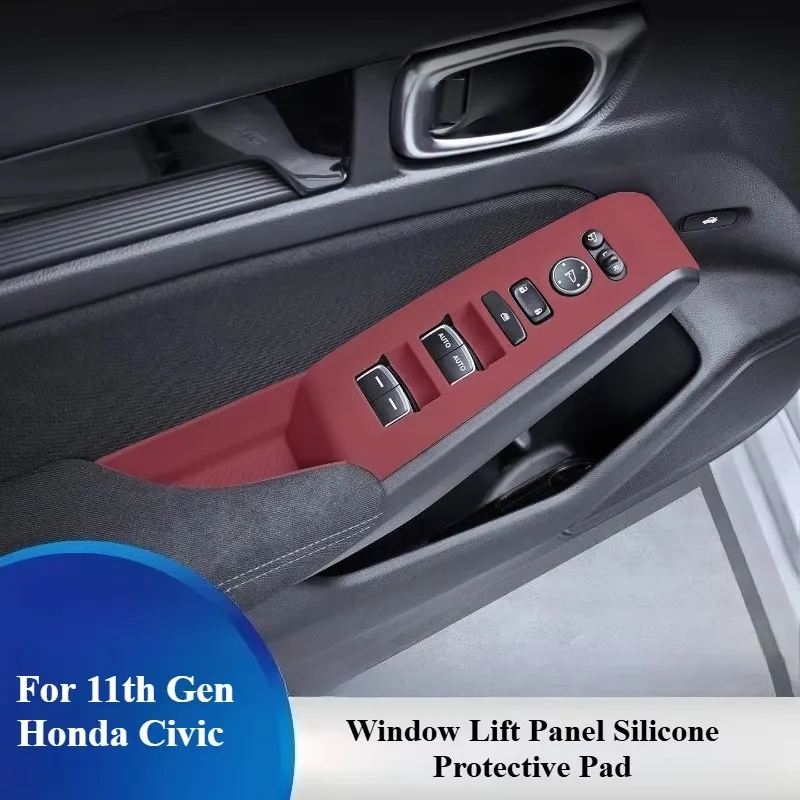 4Pcs Window Switch Button Silicone Protective Pad for 11th Gen Honda Civic / Integra Interior Modification Accessories