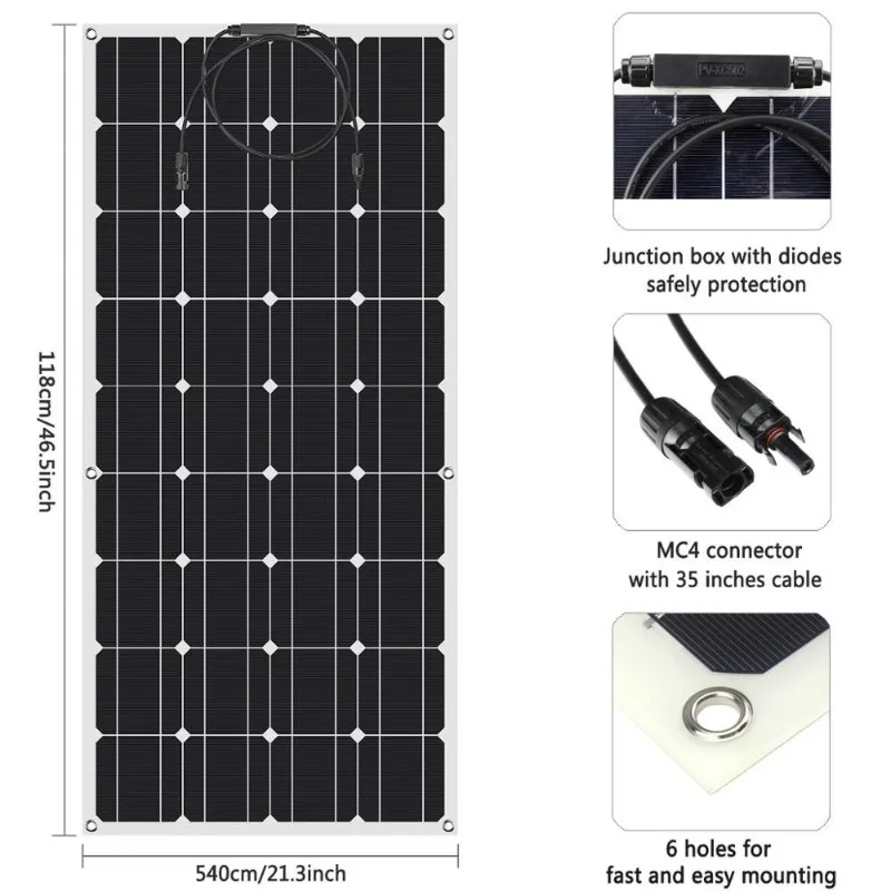 100W Flexible Light weight Monocrystalline Solar Panel Factory price panel house solar panel 300w for solar energy system