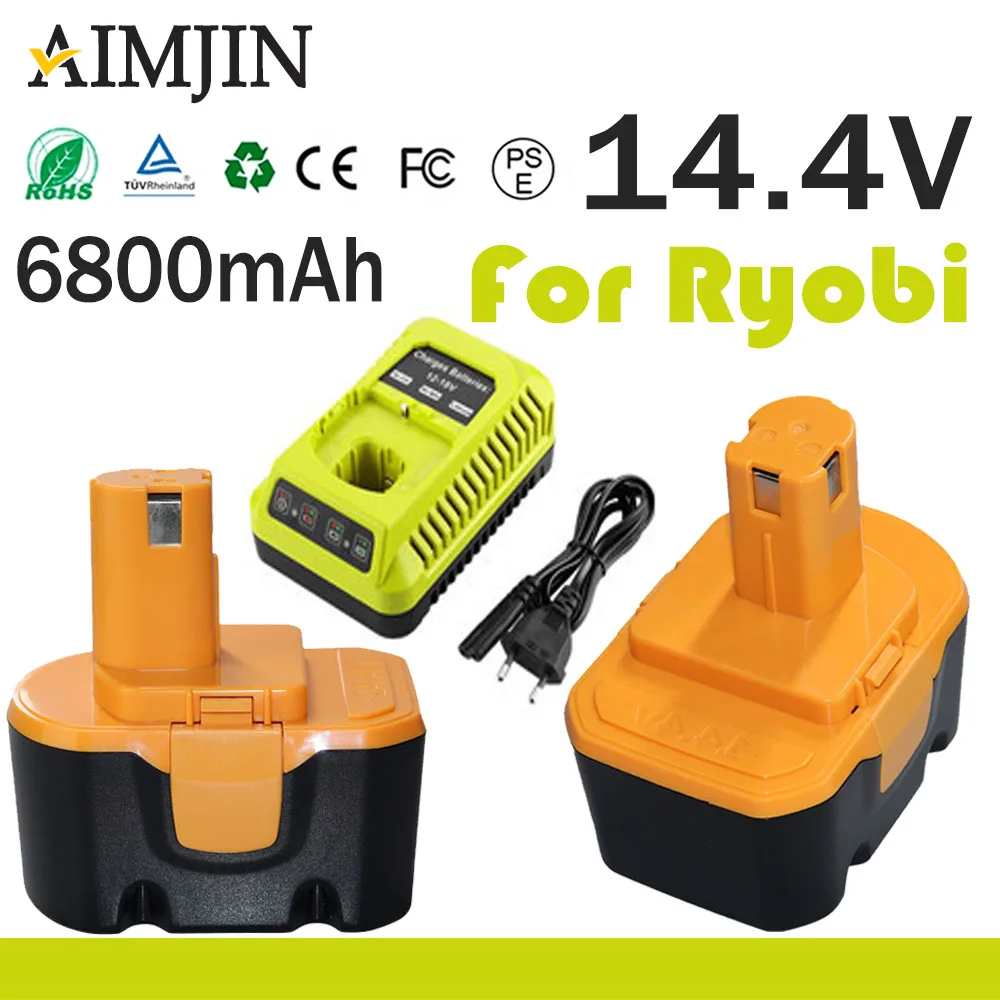 

14.4V 6800mAh For Ryobi Battery SaftSafety Compatible R10521 RY6201 RY6202 130224010 130224011 130281002 1400144 1314702