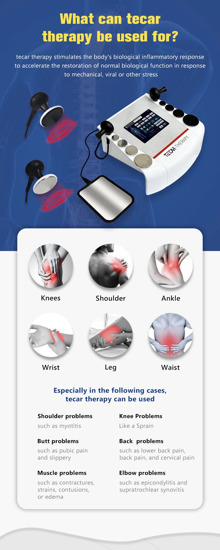 Radio Frequency And Health Series  Tecar Therapy Machine Body Pain Relif with 448khz Cet Ret  Handles