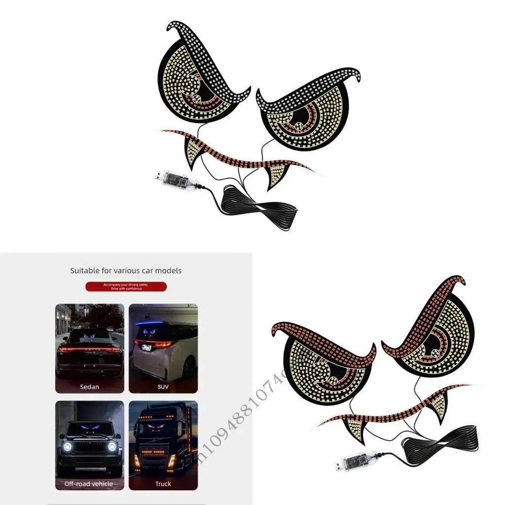 Wireless Vehicle Decoration Light LED Display Dynamic Big Eye Light Flexible LED Screen Auto Accessory 