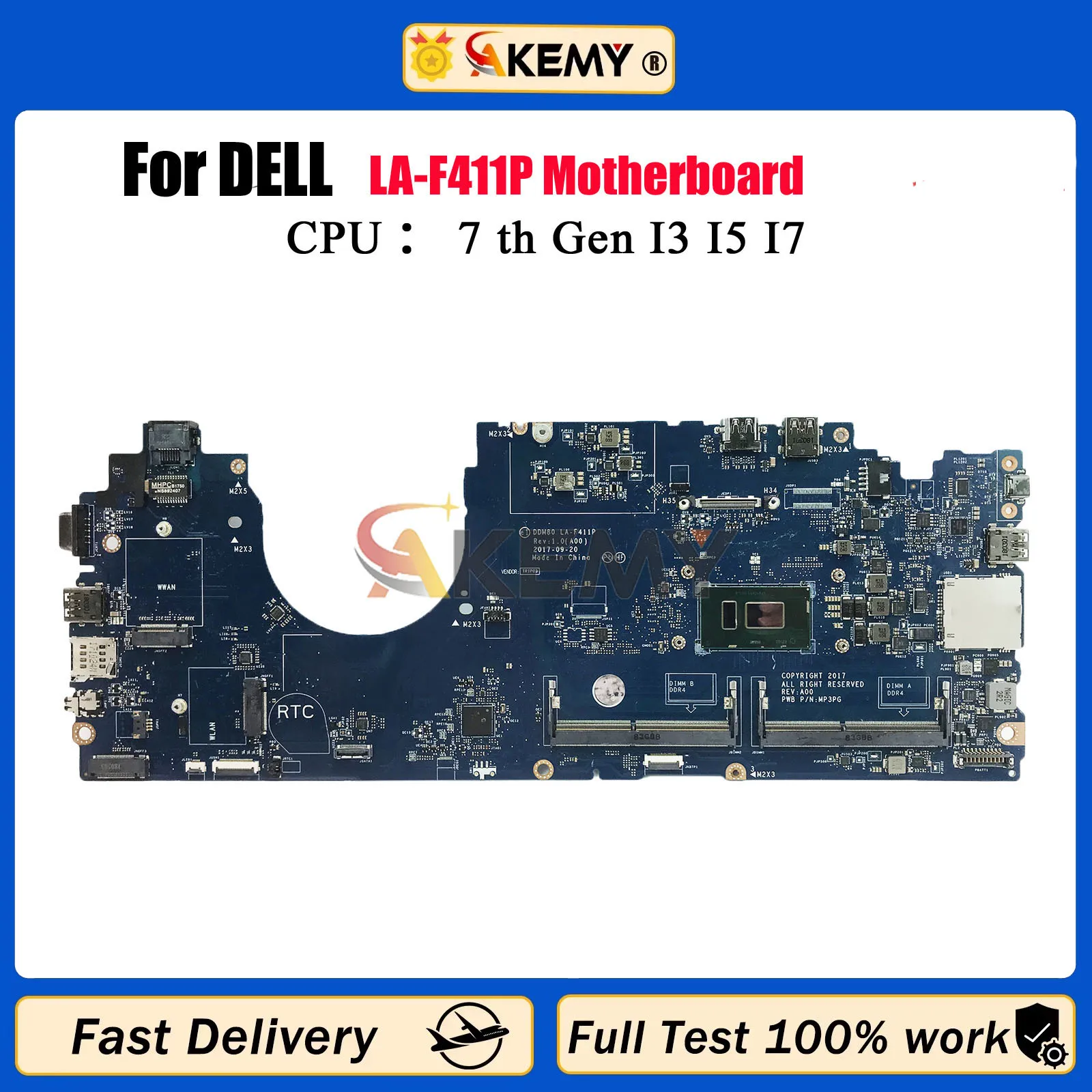 

Материнская плата для ноутбука Dell Latitude 15 5590 LA-F411P 0CJWKW 0PTD05 0VJF9H 0VT64T 04J840 0FJGHG I3 I5 I7, 7-й 8-й процессор, полностью протестирован