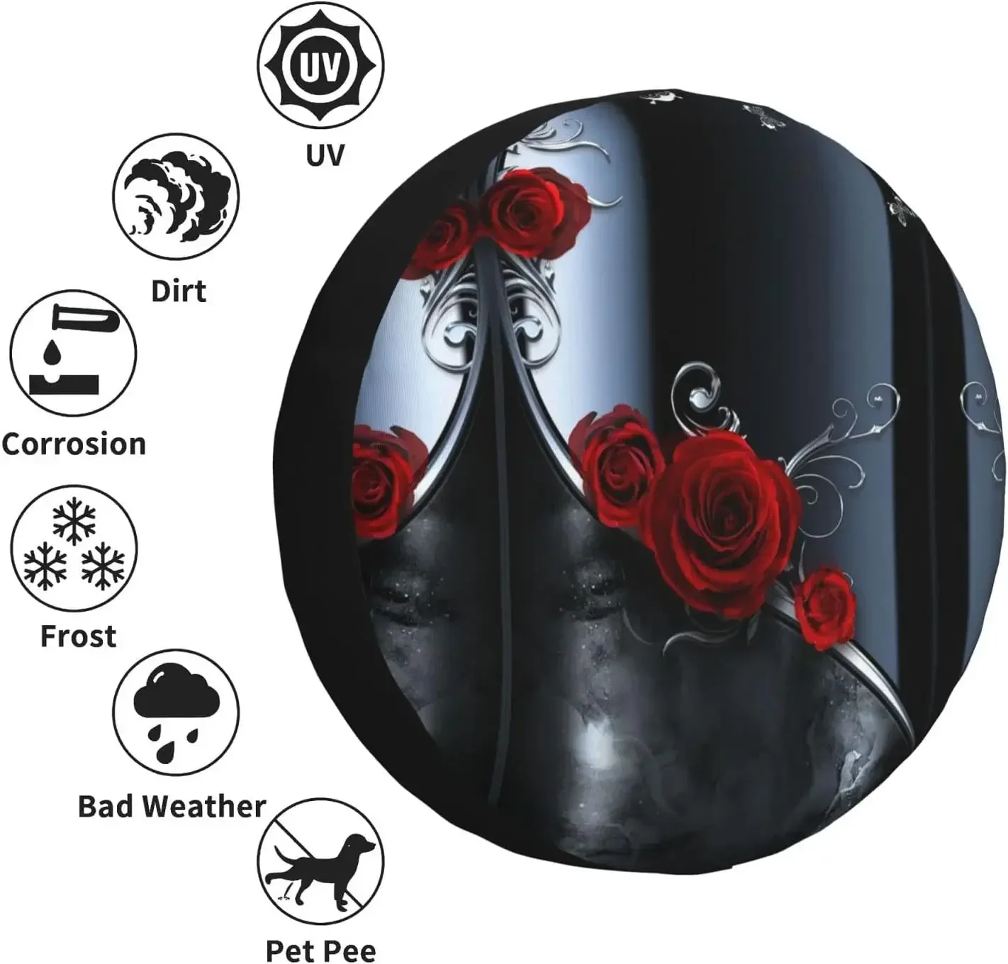 Pretty red roses capa de pneu sobressalente protetores de roda água à prova de poeira universal apto para suv caminhão campista viagem acampamento reboque