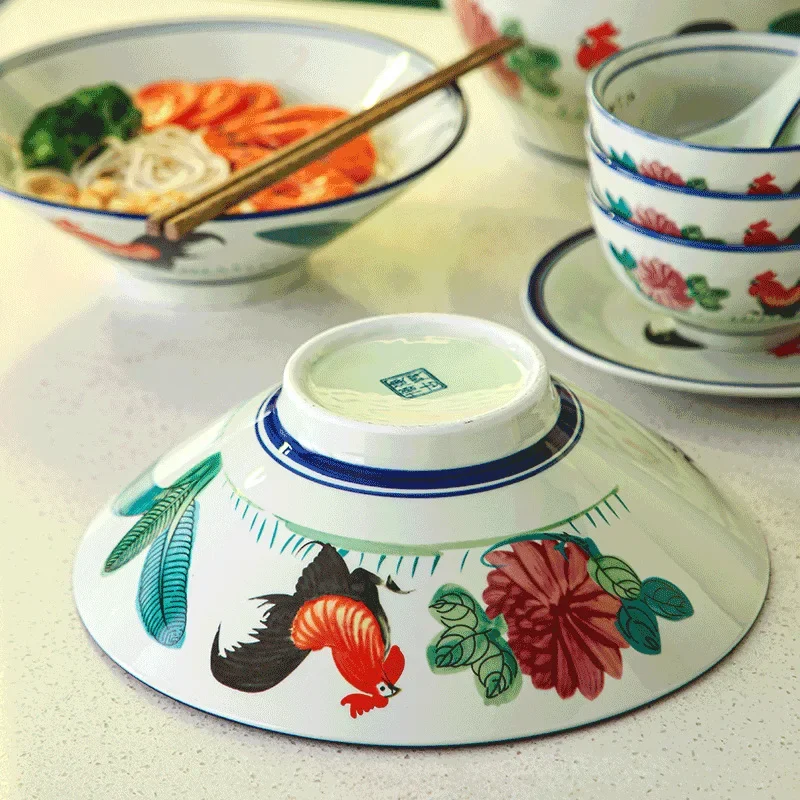 Soup Bowl Ceramic Tableware Kitchen Supplies Home Utensils for Hospitality Ceramic Dishes to Eat Dinner Set Porcelain Ramen Rice